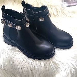 Steve Madden big Girls size 2 Jamulet black rhinestone boots